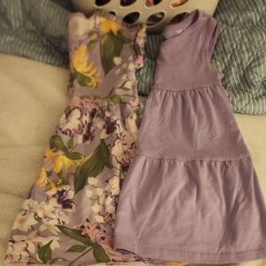 The Children's Place Lavender Solid & Floral Knit Dresses - 2